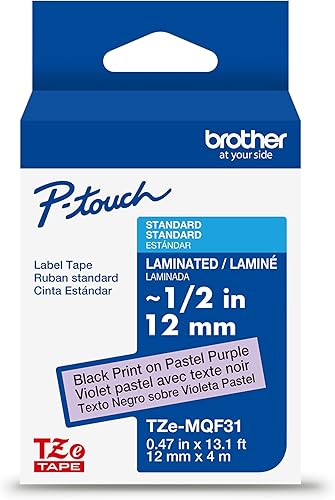 Miniatura 244 de Brother - Cinta de etiquetas laminadas P-touch M31, prémium, 0.47 pulgadas de ancho x 26.2 pies de largo, negra sobre transparente mate Negro sobre