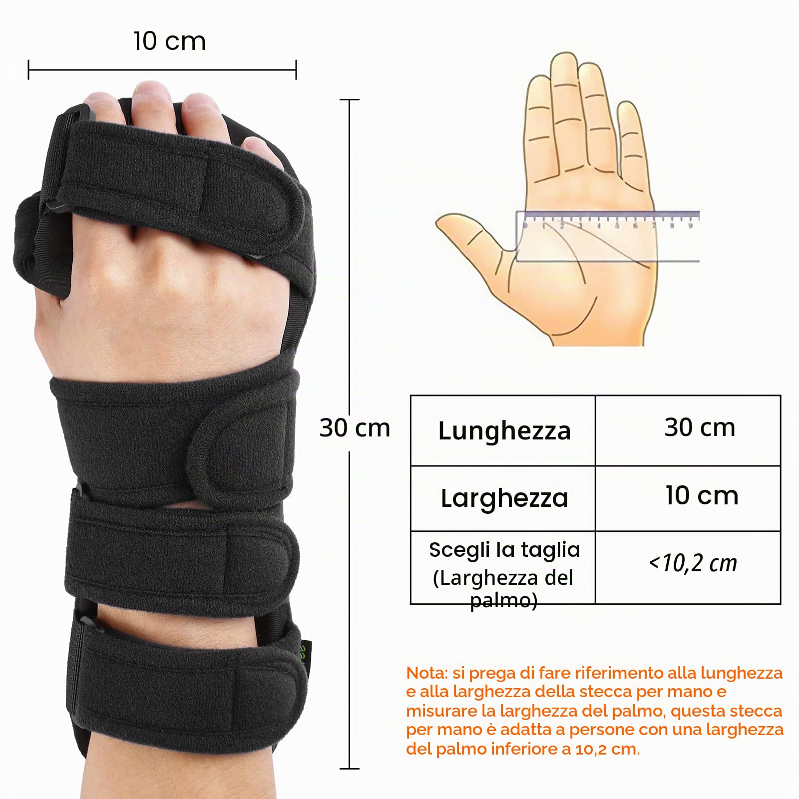 Tutore per mano destra e sinistra con separatore per le dita, supporto per polso per distorsioni, tendinite, tunnel carpale (sinistra, nero)