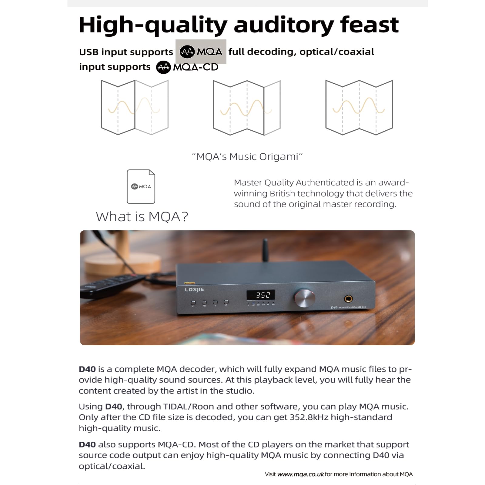Loxjie D40 Premium wzmacniacz HiFi słuchawek z 2xES9068AS-Chip, obsługuje wejście USB/Optyczne/Koncentryczne/AES (EBU)/I²s