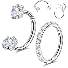 ONESING Horseshoe Nose Ring and Nose Hoop 16G Stainless Steel Hoop Nose Rings for Women Men Horseshoe Nose Piercings Jewelry for Septum Daith Tragus Helix Rook Eyebrow Lip Piercing Inner 6mm/7mm/8mm