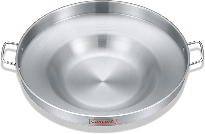 Concord Stainless Steel Comal Frying Bowl Cookware (22"), silver (S4008