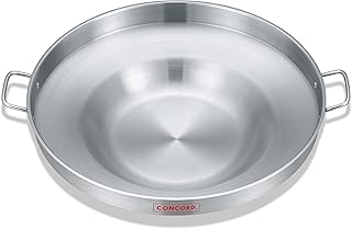 Concord Stainless Steel Comal Frying Bowl Cookware (22"), silver (S4008 S4812 S5612)
