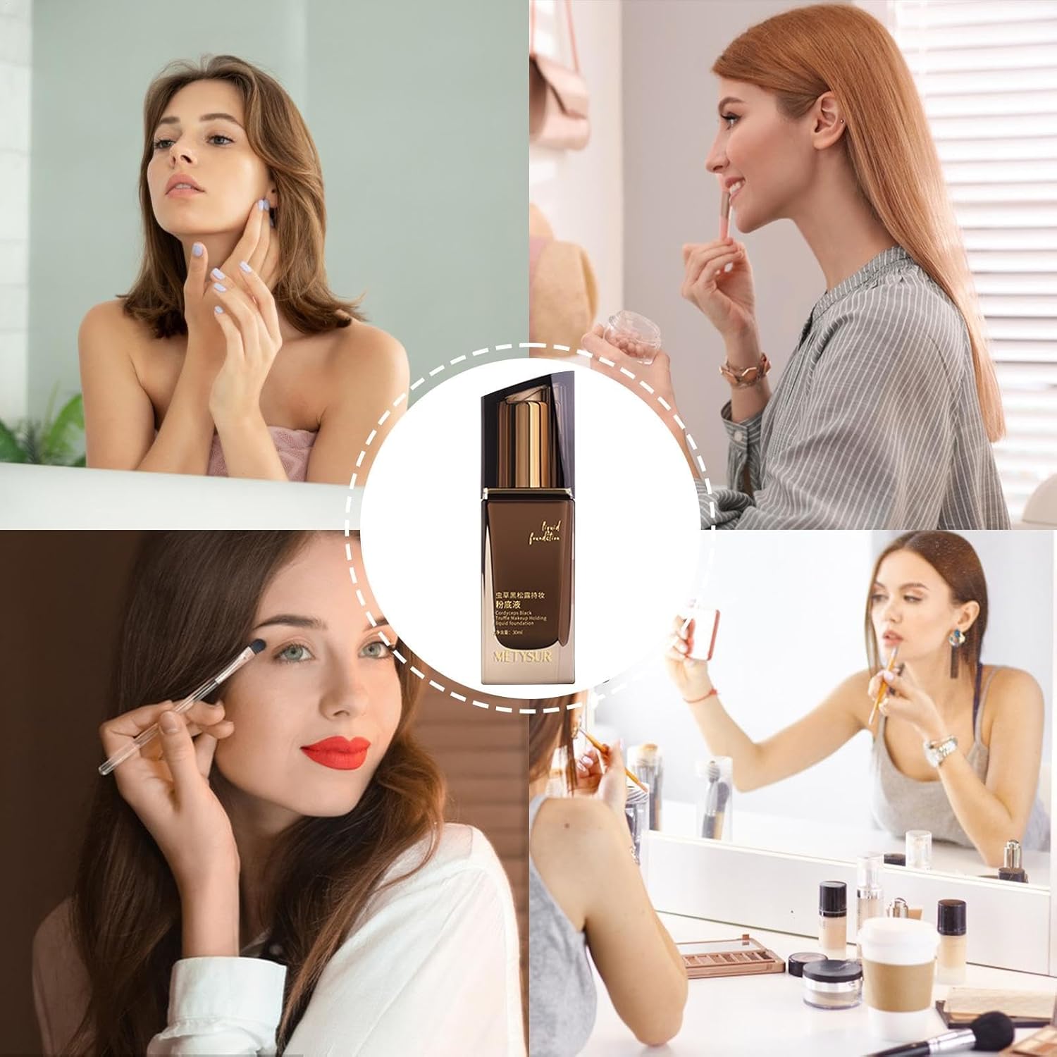 リキッドファンデーションメイク、長持ちする基礎 - 防水保湿液財団 - 30mlの軽量の潤いは、日常生活、デート、集まりを補う