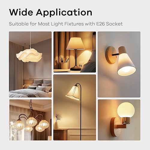 Miniatura 8 de Linkind - Bombillas LED A19 atenuables, equivalente a 60 W, base E26, luz blanca cálida de 3,000 Kelvin, 9.5 W, 800 lúmenes, 120 V, certificadas por