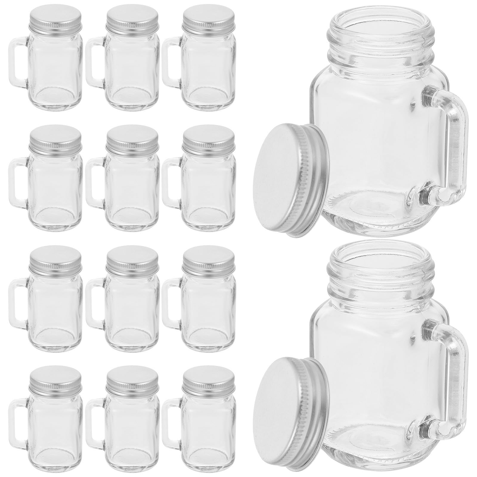 SHINEOFI Barattoli di Vetro con Chiusura Ermetica 60ml Set da 16 Pezzi con Coperchio, Mini Barattoli Trasparenti per Marmellata, Dolci e Conserve, Vasetti per Uso Domestico e Sigillatura