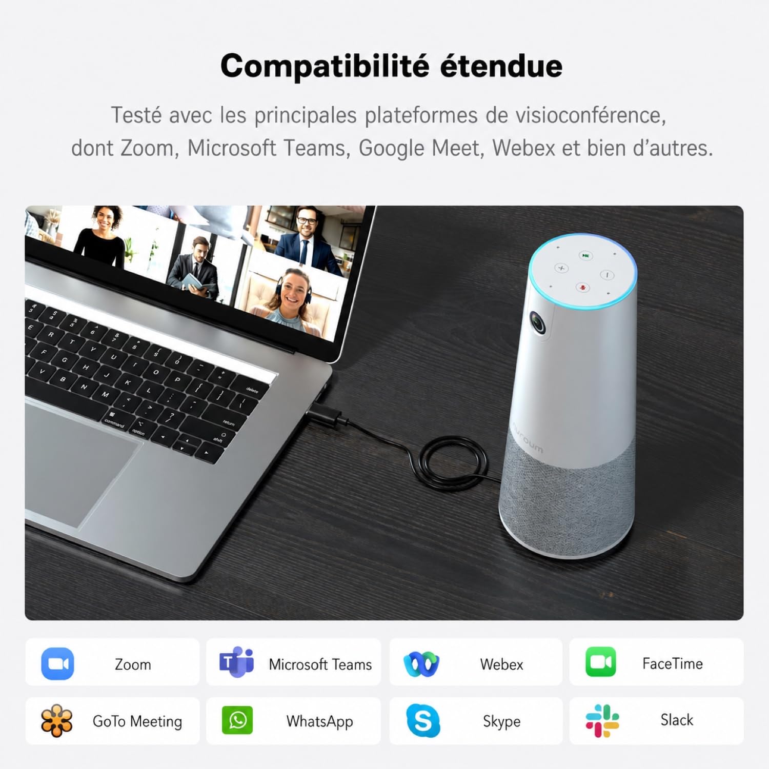 Nuroum C20 Tout-en-Un Webcam avec Microphone et Haut-Parleur,1080P Full HD avec 100°Grand Angle,Ultra Grand Angle,Videocaméra avec Réduction du Bruit AI,Webcam PC USB Plug&Play pour Windows/Mac