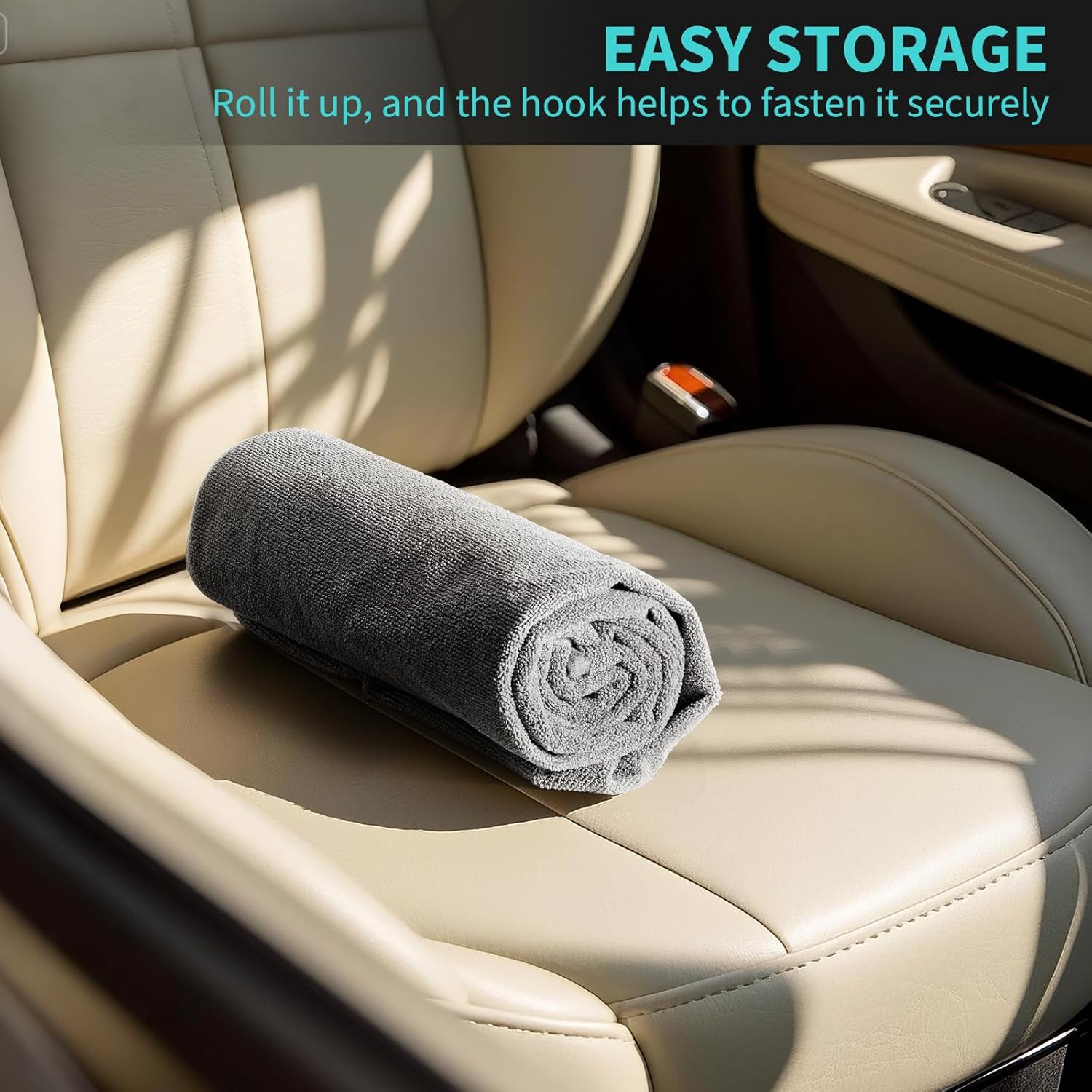 2 Pack Car Seat Towel Covers, Waterproof Non-Slip Sweat Absorbent, Universal Fit Front Bucket Seat Cover for Cars/SUV/Trucks, Washable Towel Seat Protector for Gym/Pet/Family(Grey, 2 Pcs) - Image 7