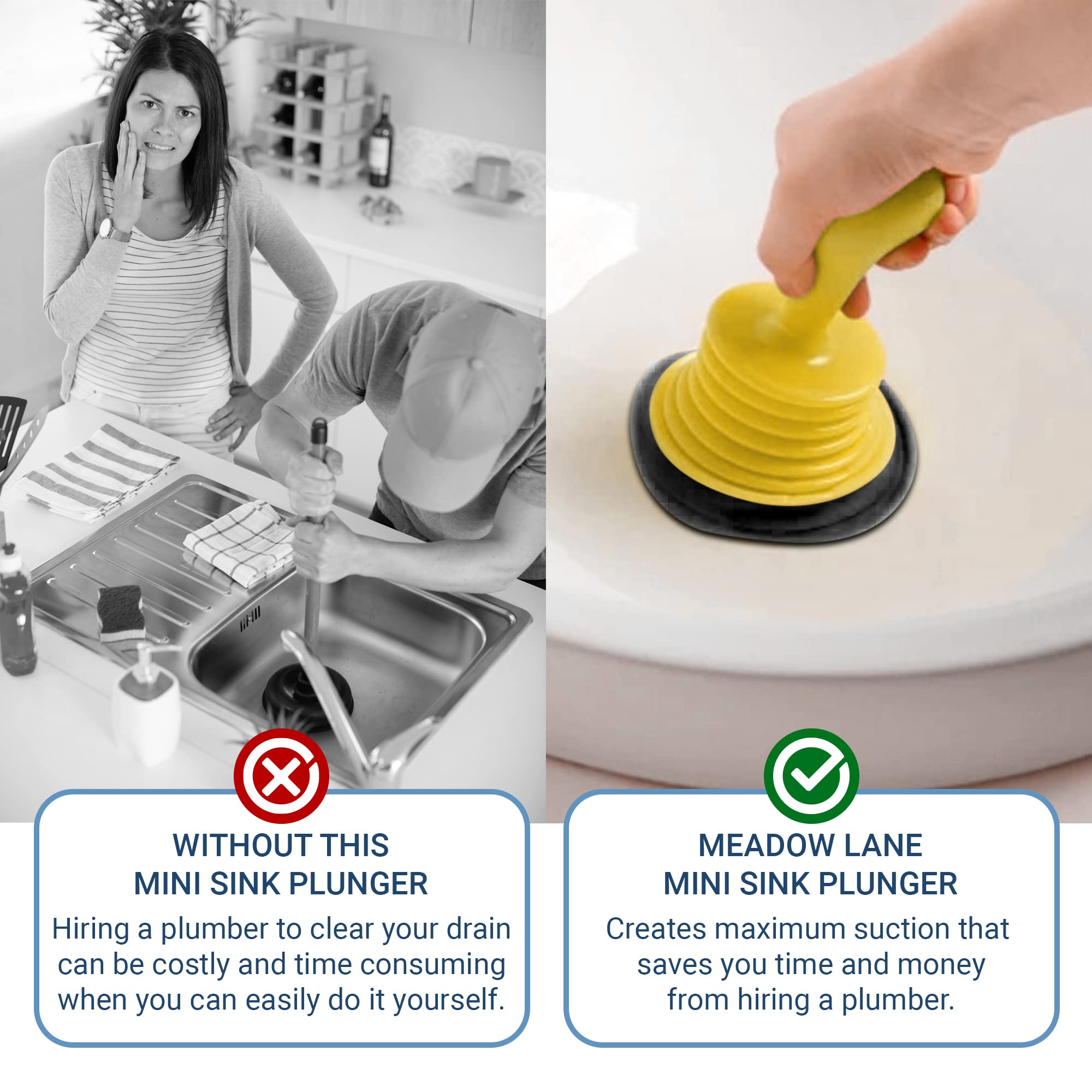Mini Sink Plunger - Small Clog Remover For Kitchen & Bathroom Drains - Powerful Suction - View #3