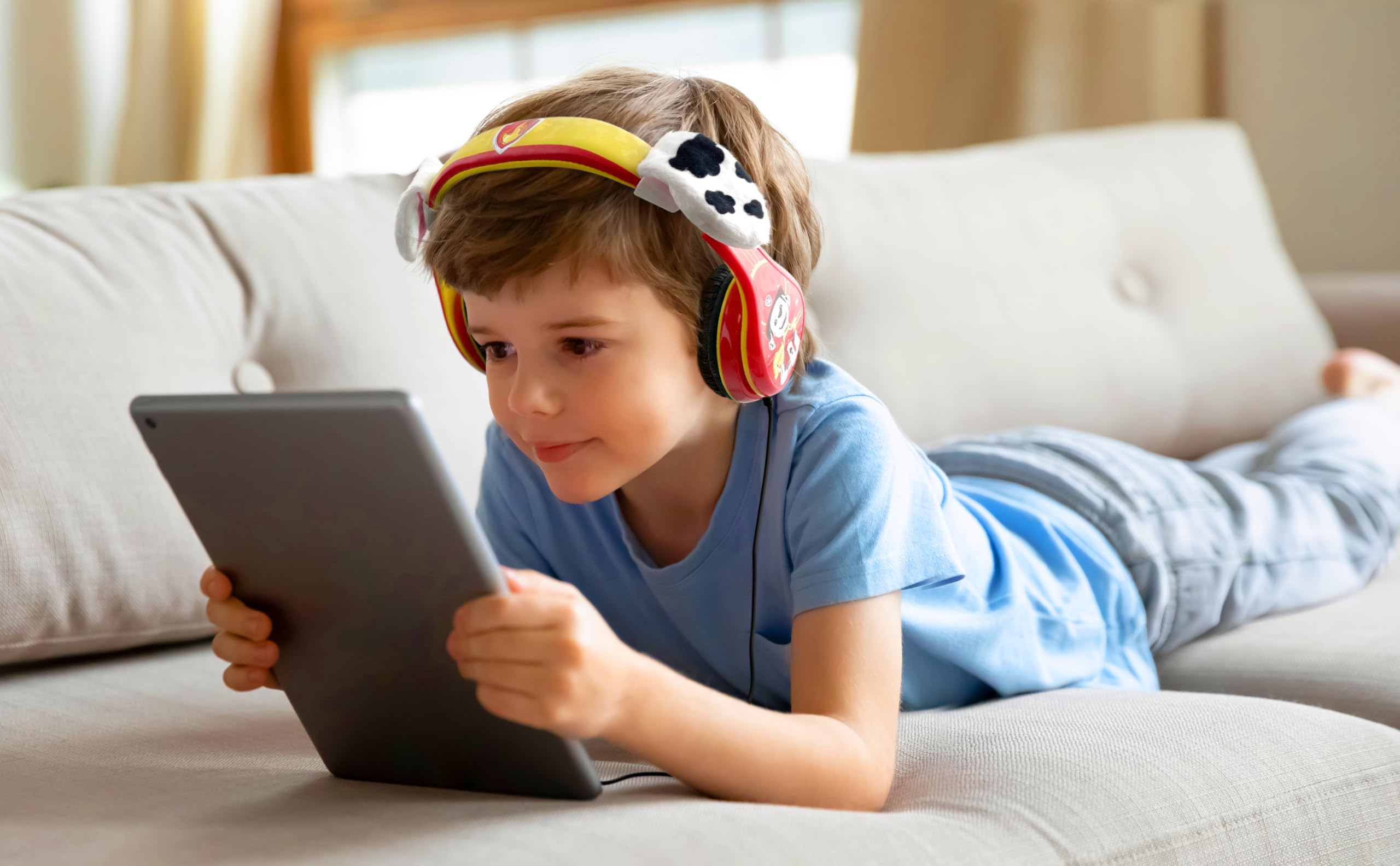 EKids Paw Patrol Marshall - Cuffie per bambini, con funzione di limitazione del volume integrata, per ascolto sicuro e adatto ai bambini, colore: rosso