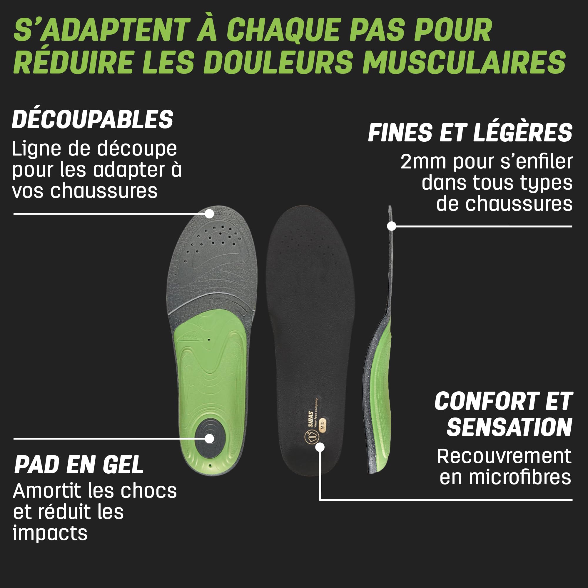 SIDAS 3 Feet Slim Insole - Mid