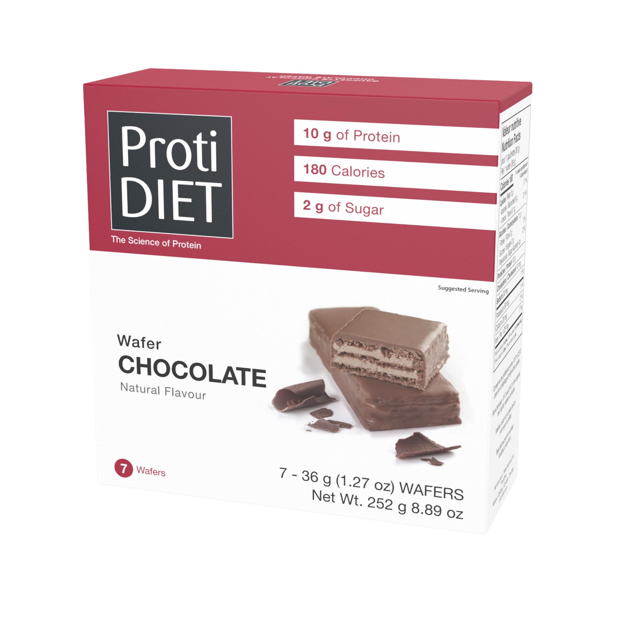 Barritas de proteína de chocolate ProtiDIET: snacks ricos en proteínas y bajos en azúcar, sin grasas trans. Barritas de chocolate energizantes y ricas en nutrientes, ideales para llevar. 7 barritas de proteína por caja.