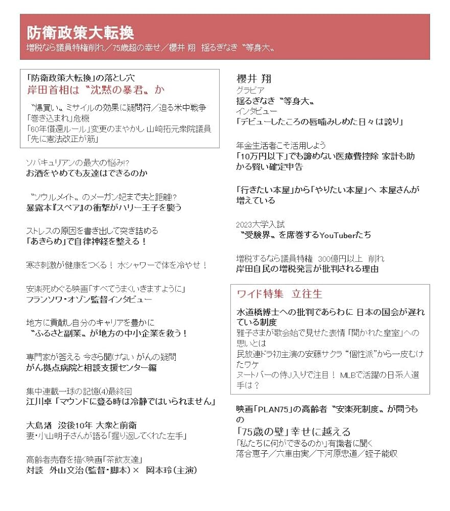 Amazon.co.jp: 週刊朝日 2023年 2/10 増大号【表紙：櫻井翔