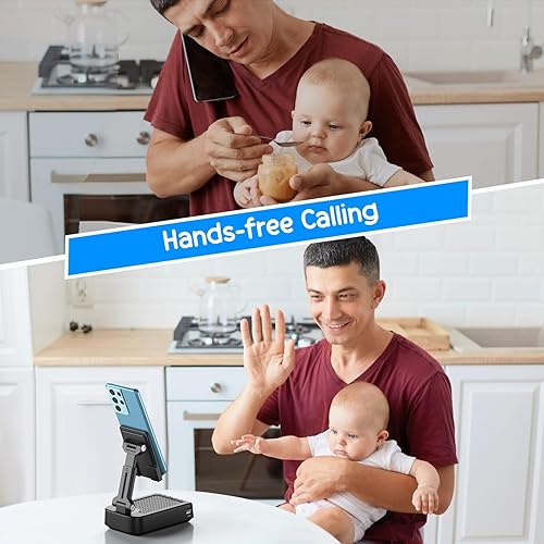 Miniatura 6 de TechGlow Soporte plegable para teléfono celular con función de carga de altavoz Bluetooth, soporte giratorio de 360, regalos de cumpleaños para