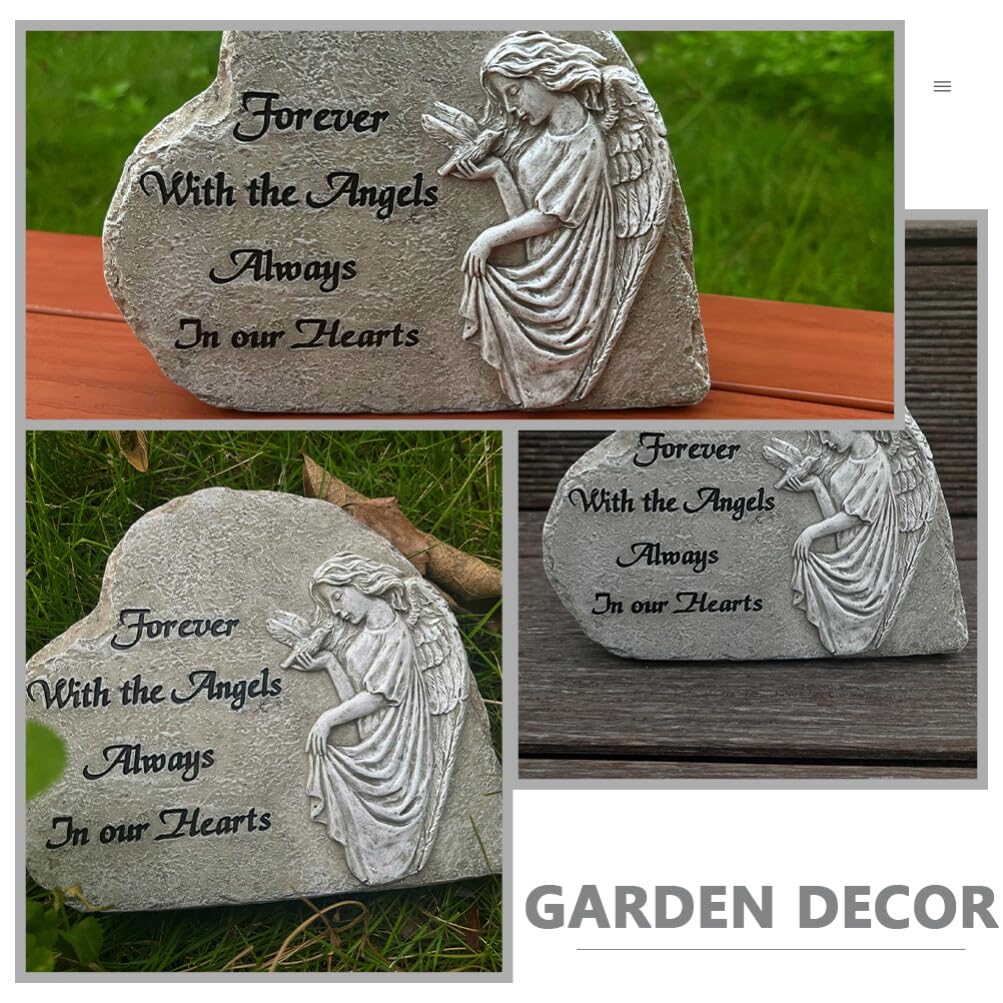 VANZACK Statua Angelo Commemorativa a Cuore in Resina per Giardino Esterno