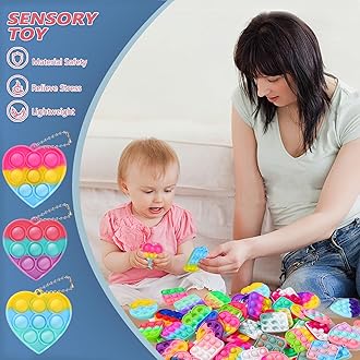 SINFOX 26PCS Party Favors for Kids,Fidget Toys Bulk Its Birthday Party Favors for Kids Toddlers Adult, Small Classroom Prizes Fidgets Toys for Kids, Goodie Bag Stuffers, Bubbles Poppers