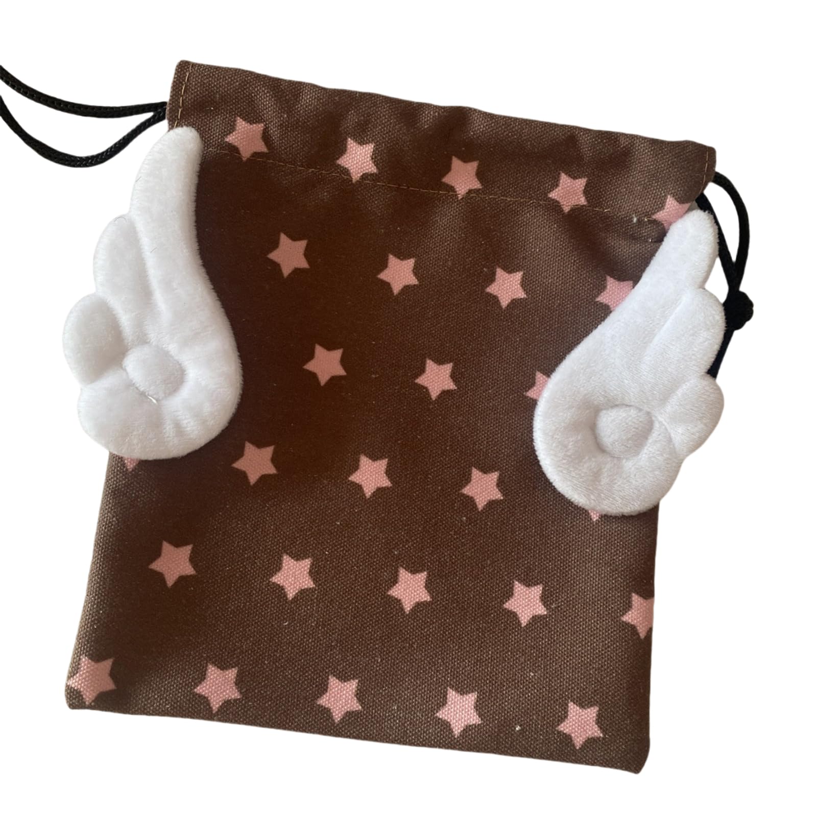 Kalttoy Fashionable Canvas Cosmetic Storage Bag with Star Pattern Drawstring Closure Dustproof Portable Makeup Organiser Canvas Cosmetic Bag with Rope Closure