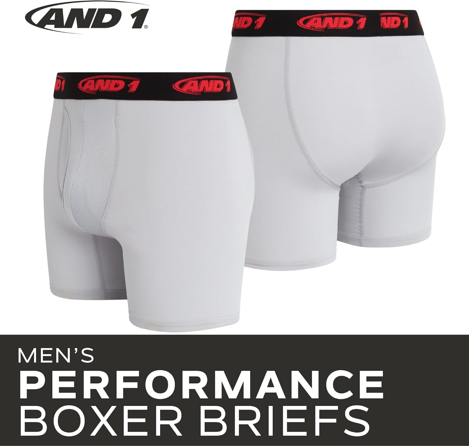 AND1 Mens Boxer Briefs - 12 Pack Platinum Performance Mens Boxers with Fly Pouch - Underwear Boxers for Men, 6" Inseam - Image 3