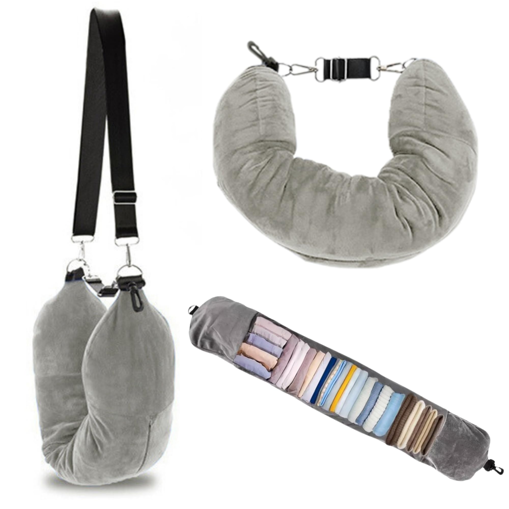 Mandarinmelon Almohada Viaje Rellenable Ropa. Almohada Avion. Almohada de Viaje Hinchable. Almohada Cervical para Ahorrar Espacio en tus Maletas de Viaje en Tren, Avion, Coche. Cojin Viaje Cuello. Travel Pillow