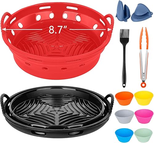 LOULANLUXE Forros de silicona para freidora de aire de 8.5 pulgadas, reutilizables, redondos, de silicona, accesorios plegables para freidora de disponible en Yaxa Colombia