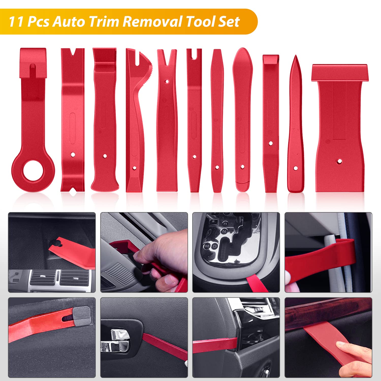 Wuiil GOOACC 200pcs Trim Removal Tool, Auto Push Pin Bumper Retainer Clip Set Fastener Terminal Remover Tool Adhesive Cable Clips Round Handle Crowbar Pry Kit Car Panel Radio Removal Auto Clip Pliers
