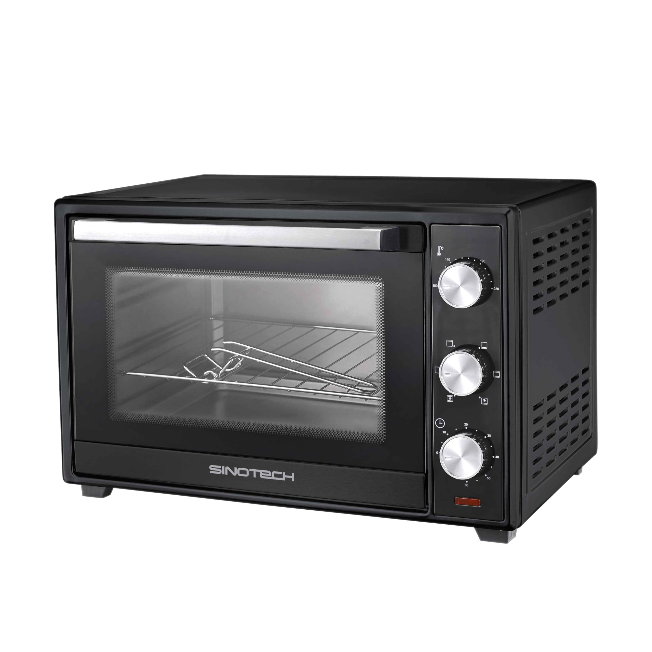 Forno Elettrico Ventilato, 26 Litri, 5 Modalità di Cottura, 1600W, Acciaio, Timer 60 Minuti, Doppio Vetro, con Griglia e Teglia, Range Temperatura 100-230°C