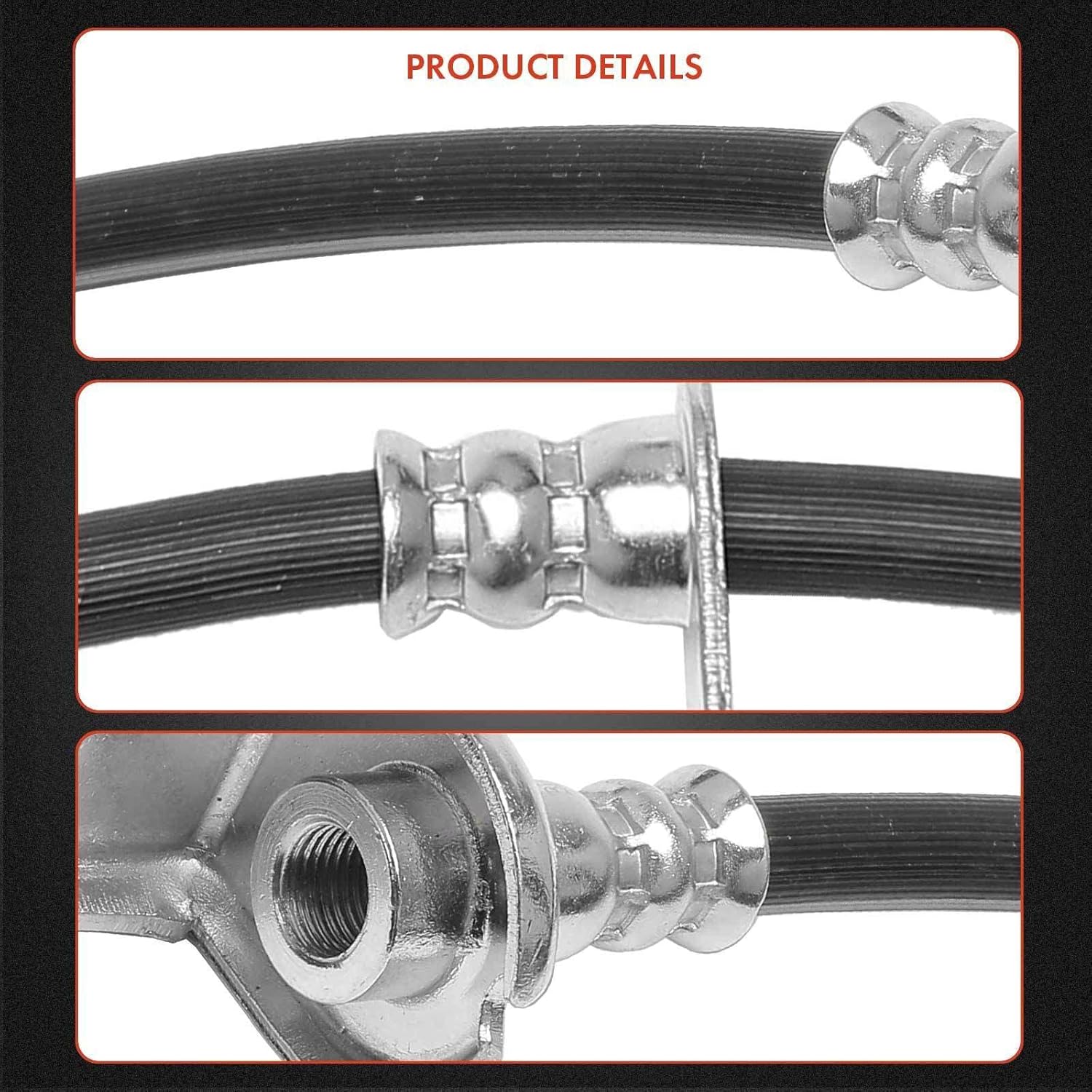 A-Premium Rear Driver and Passenger Brake Hydraulic Hose Compatible with Honda and Acura Models - Civic 2006-2011 1.3L 1.8L 2.0L, CSX 2006-2007 2.0L - Replace# 01466SNAJ01(Pack of 2)