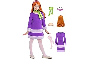 Daphne Costume Dress Kids Girls Halloween Costume Deluxe Cosplay Outfits Wig Scarf Headband Stockings Accessories
