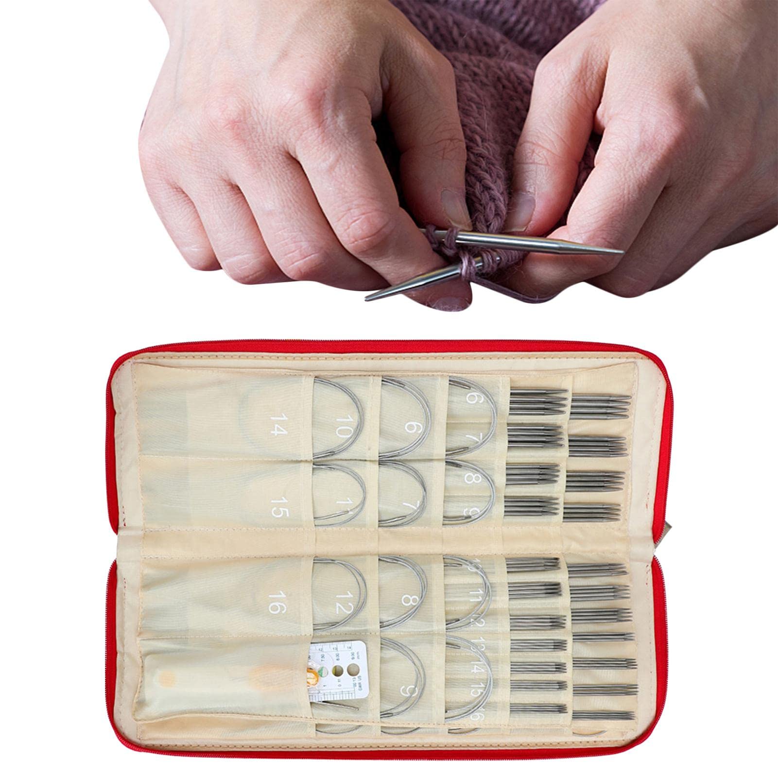Agujas de tejer para principiantes Suministros para tejer, kit de agujas | Los suministros de tejido para suéter incluyen tijeras, marcadores de costura, ganchillo, reglas y agujas circulares.