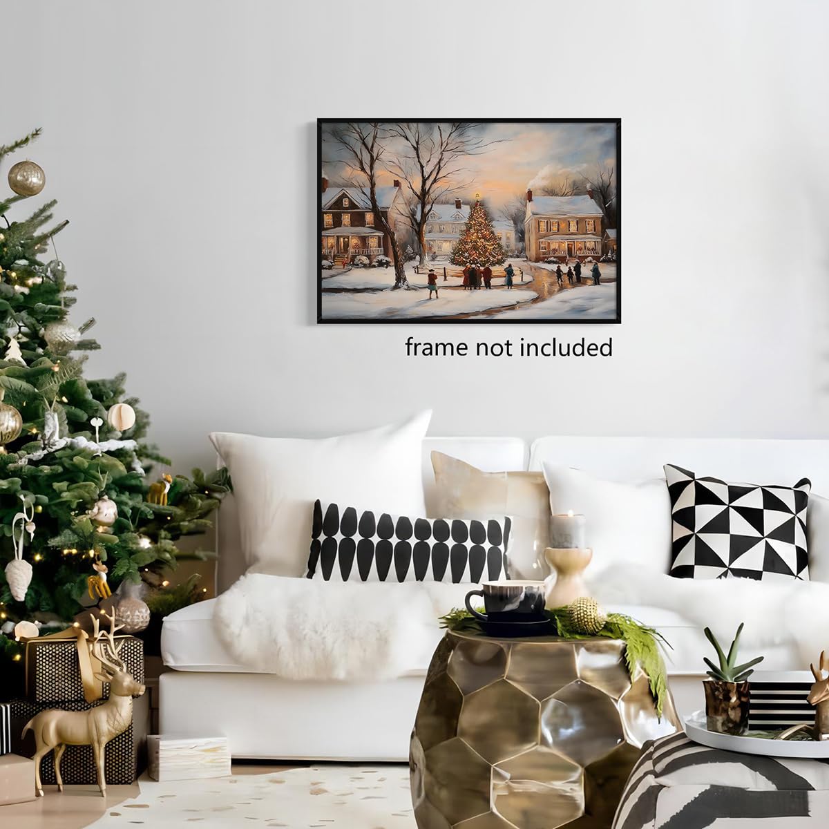 Village illuminé de noël - scène de noël nostalgique