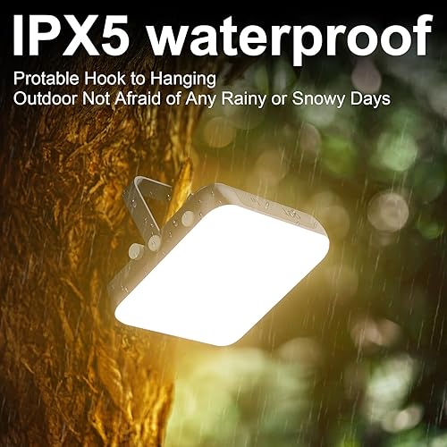 Miniatura 5 de Linterna LED recargable para campamento, batería externa de 10000 mAh, 4 modos de luz de 1000 lúmenes, luces impermeables IPX5, luz de tienda de