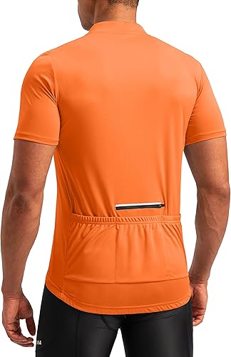 Bikewa Maillot de ciclismo para hombre que absorbe la humedad, manga corta, UPF media cremallera, ciclismo, ciclismo de carretera, camisas para