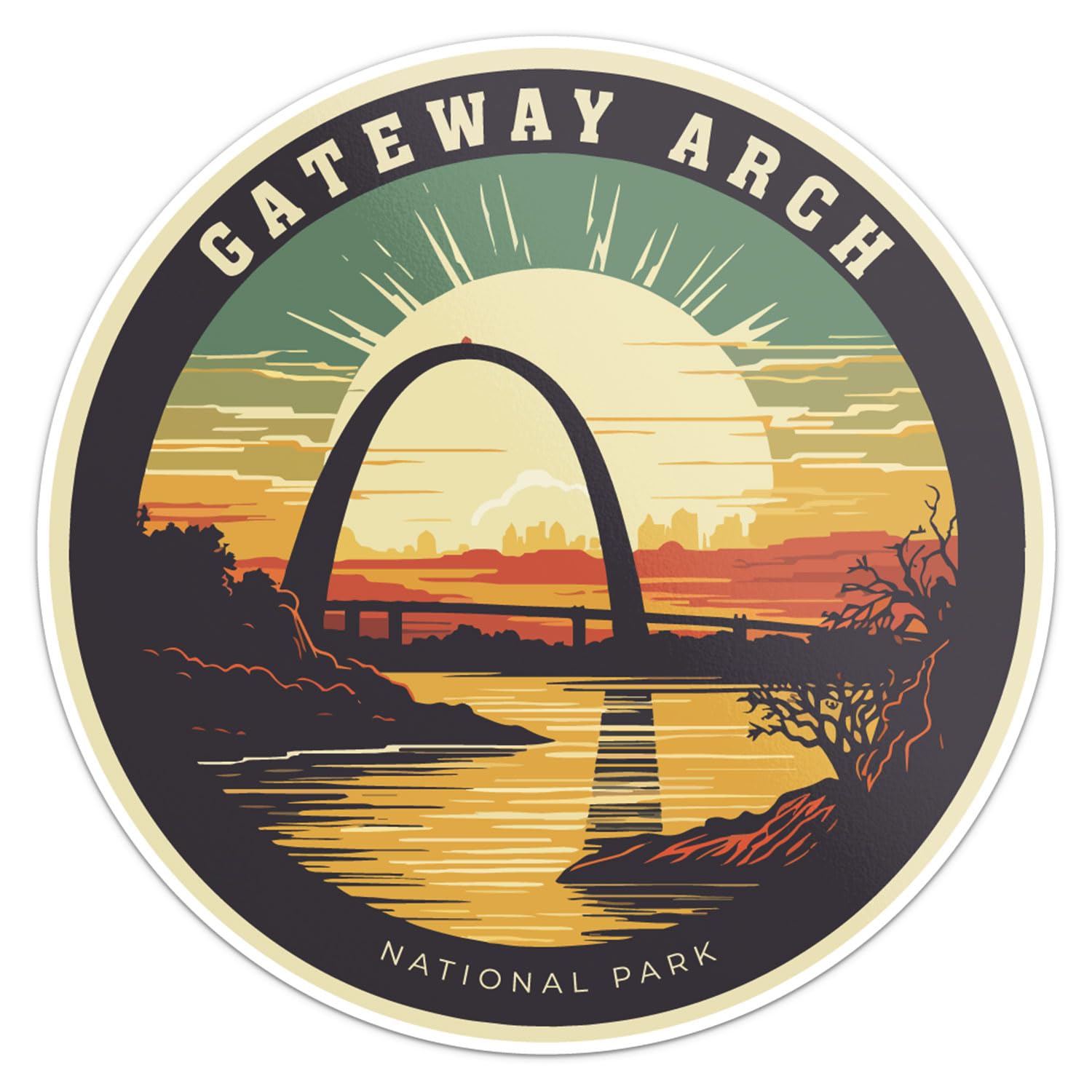 Gateway Arch National Park Sticker - Waterproof Vinyl Decal for Car Bumper, Laptop, Luggage, Water Bottle, Wall, and Window, Size - 3'' X 3''
