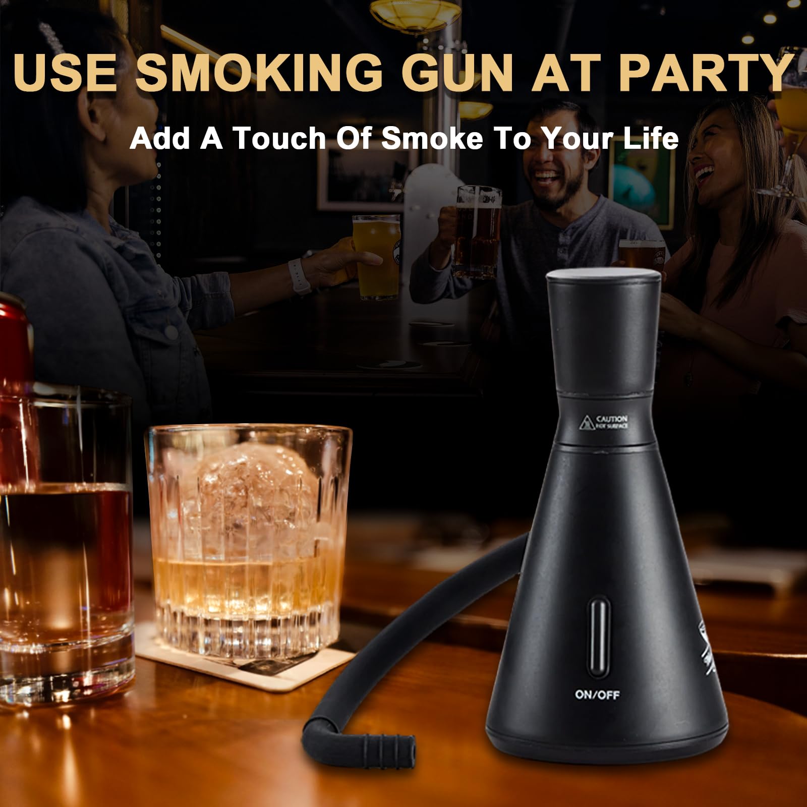 Smoke Gun - Kit completo para ahumar cócteles con 4 sabores de madera, accesorios y cepillo, kit de ahumador de bebidas perfecto para infundir sabor en cóctel (negro (tomo no incluido)