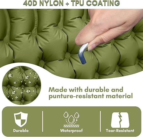 Miniatura 5 de Colchoneta de dormir para acampar con mini bomba eléctrica, almohadilla de dormir autoinflable de 4 pulgadas de grosor extra, tamaño matrimonial,