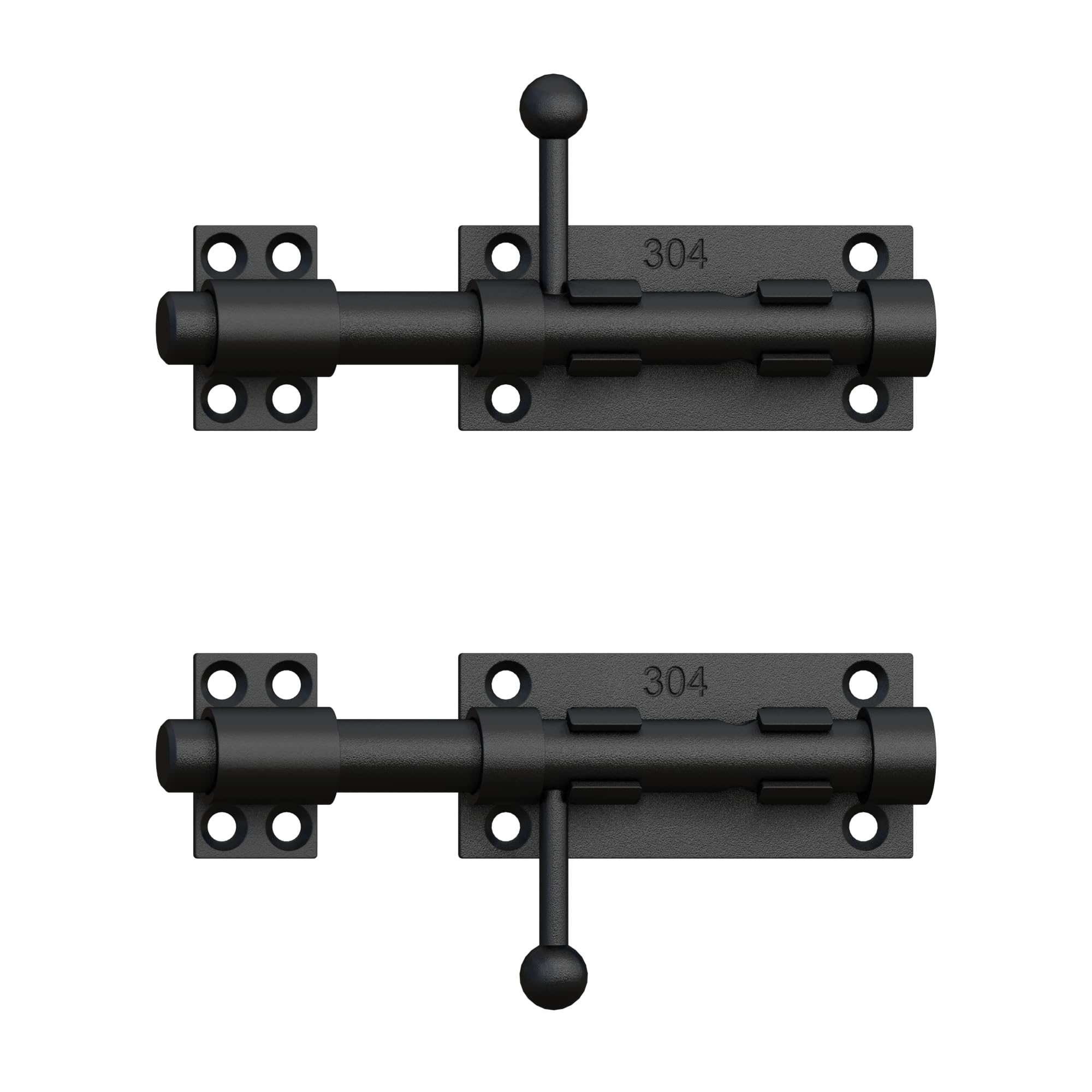 6.3 Inch 304 Stainless Steel Gate Lock | Black Slide Bolt Latch For Fences, Barn Doors & Outdoor Use