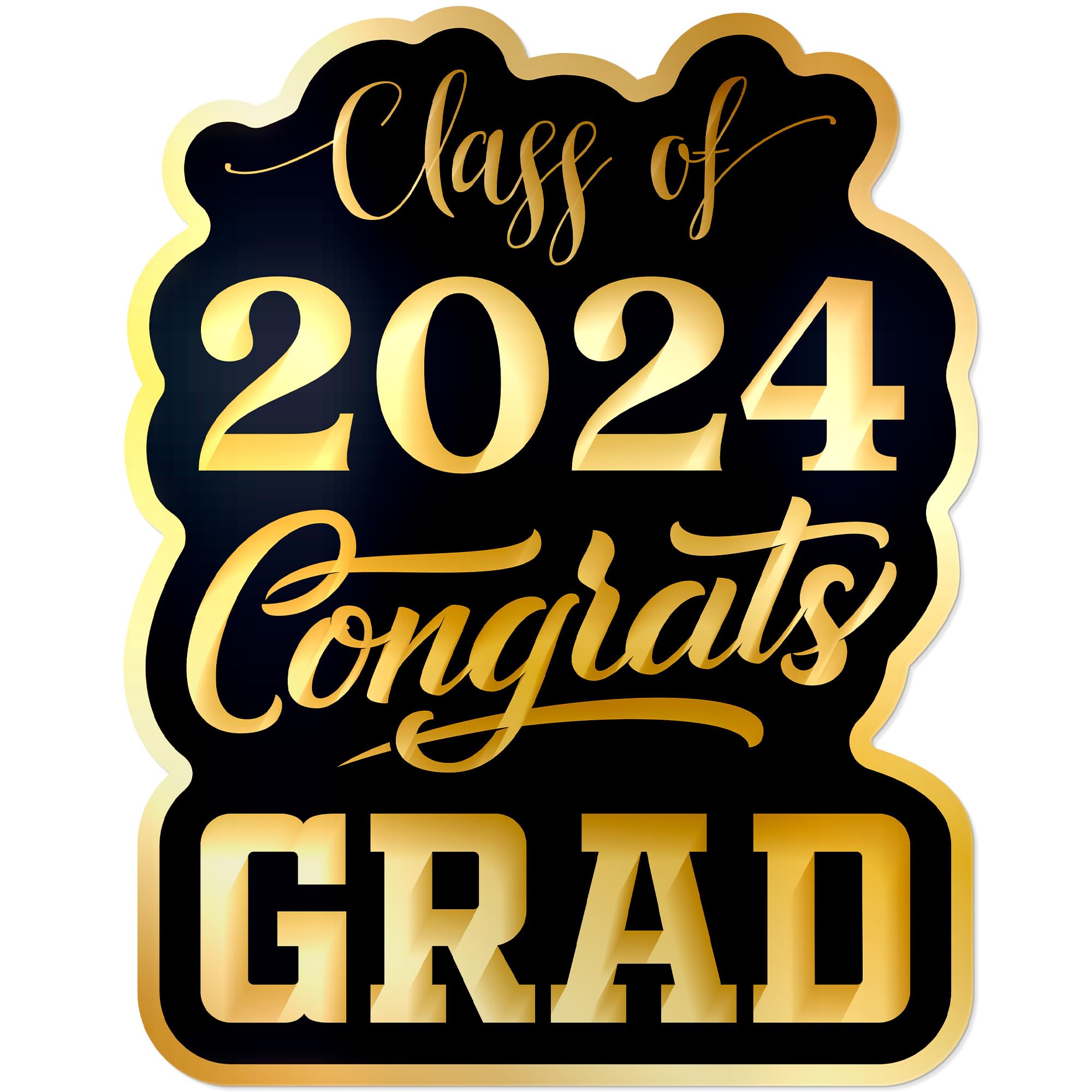 PixiPy Graduation Yard Sign with Stakes - Black & Gold Vertical
