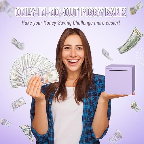 Miniatura 5 de hizgo Alcancía morada para adultos, alcancía de acero inoxidable para adultosniños, debe romperse para abrir, caja de ahorro de dinero no se puede