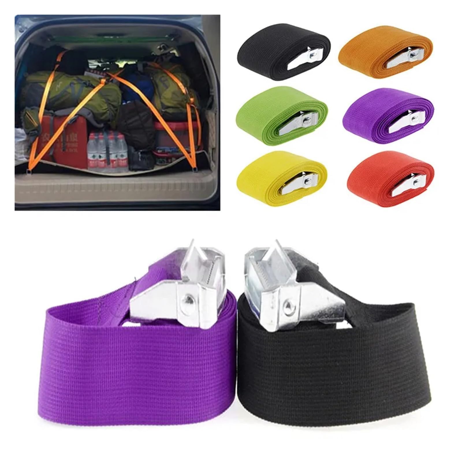 Zurrgurte, 1M Schnallen-Zurrgurt Ladungsgurte for Auto-Motorrad-Fahrrad mit Metallschnalle Abschleppseil Starker Ratschengurt for Gepäcktasche(Nero)