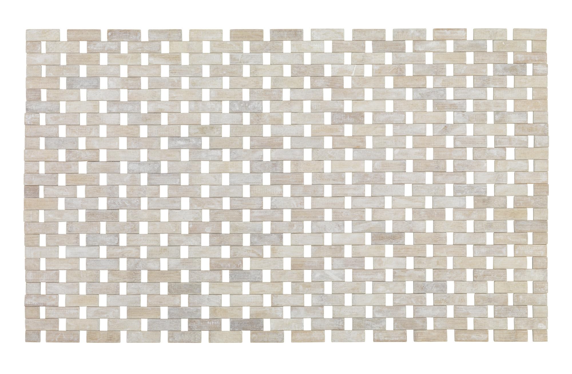 WENKO 22106100 Bathroom mat Bamboo White - anti-slip underside, Bamboo, 50 x 80 cm, White