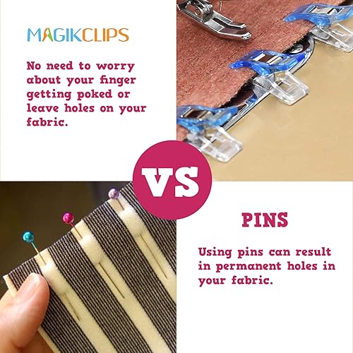 Miniatura 3 de Performore Magik Clips, paquete de 100 clips de costura multicolor para acolchar y manualidades, ideales para costura precisa, sujeción de tela y