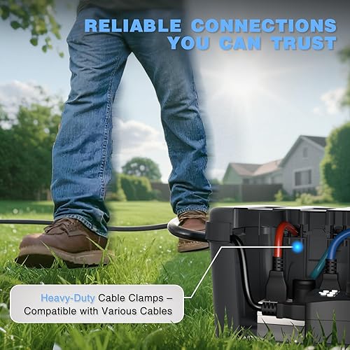 Miniatura 70 de Flemoon Caja eléctrica grande para exteriores (12.5 x 8.5 x 5 pulgadas), cubierta de cable de extensión impermeable IP54 resistente a la intemperie
