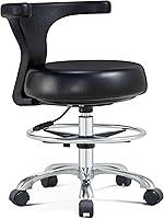 Vista 1 de Silla ergonómica de escritorio de oficina en casa, silla de trabajo ajustable con soporte lumbar, anillo para pie y ruedas para computadora