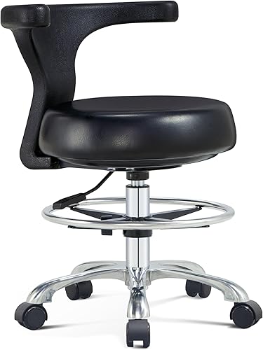 Silla ergonómica de escritorio de oficina en casa, silla de trabajo ajustable con soporte lumbar, anillo para pie y ruedas para computadora,