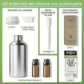 HIQILI 16 Fl Oz Citronella Oil for Homemade Sprays, Add to Diffuser, 100% Pure and Natural Undiluted