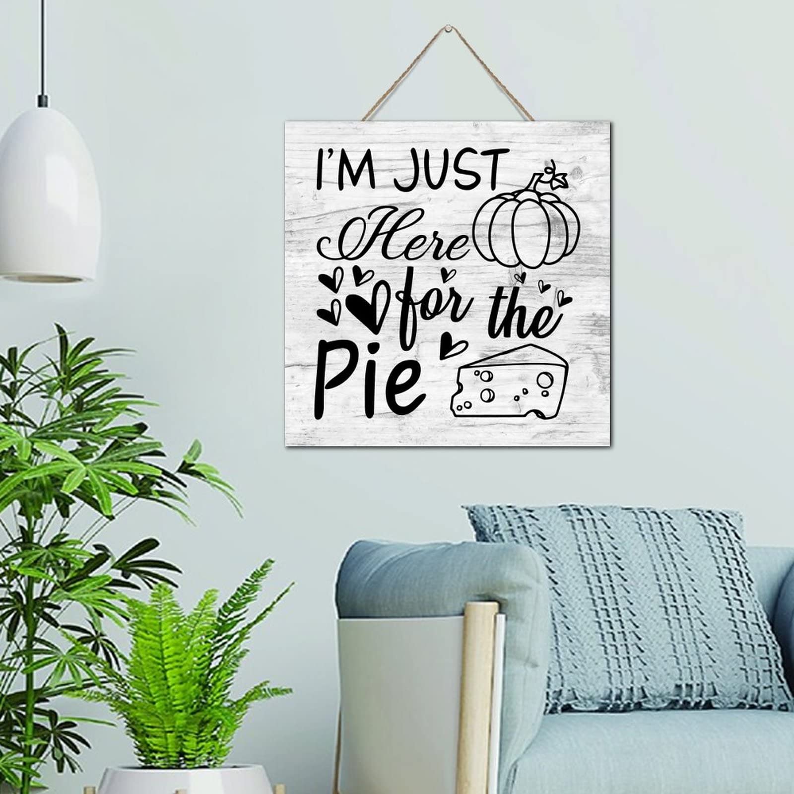 Plaque murale I M Just Here For The Pie en palette : cadeau déco original en bois