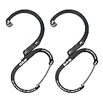 GEAR AID HEROCLIP Carabiner Gear Clip and Hook (Medium) for Camping, Backpack, and Garage Organization, Stealth Black, 2 Pack