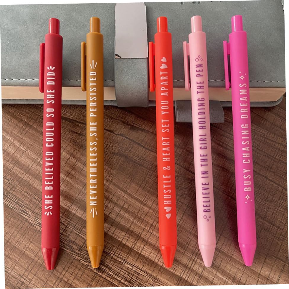 Set de 5 bolígrafos gel con frases motivacionales para mujeres miniatura 5