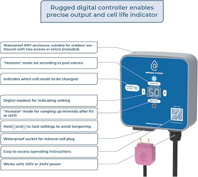 ClearBlue Mineral System - Registered Pool Ionizer for Inground Pools - Works with 120V and 240V Power - Installs in 30 Minutes (25,000 Gallons)