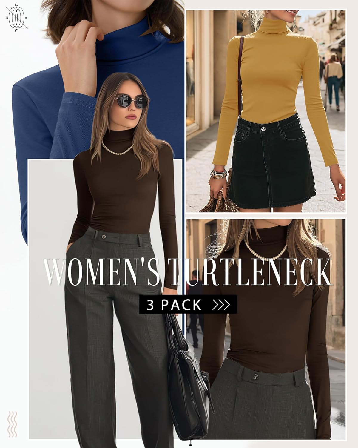 Neer 3 Pack Cotton Women's Turtleneck Long Sleeve Tops Thermal Underwear Base Layer Fall Winter Shirts Sweater - Image 2