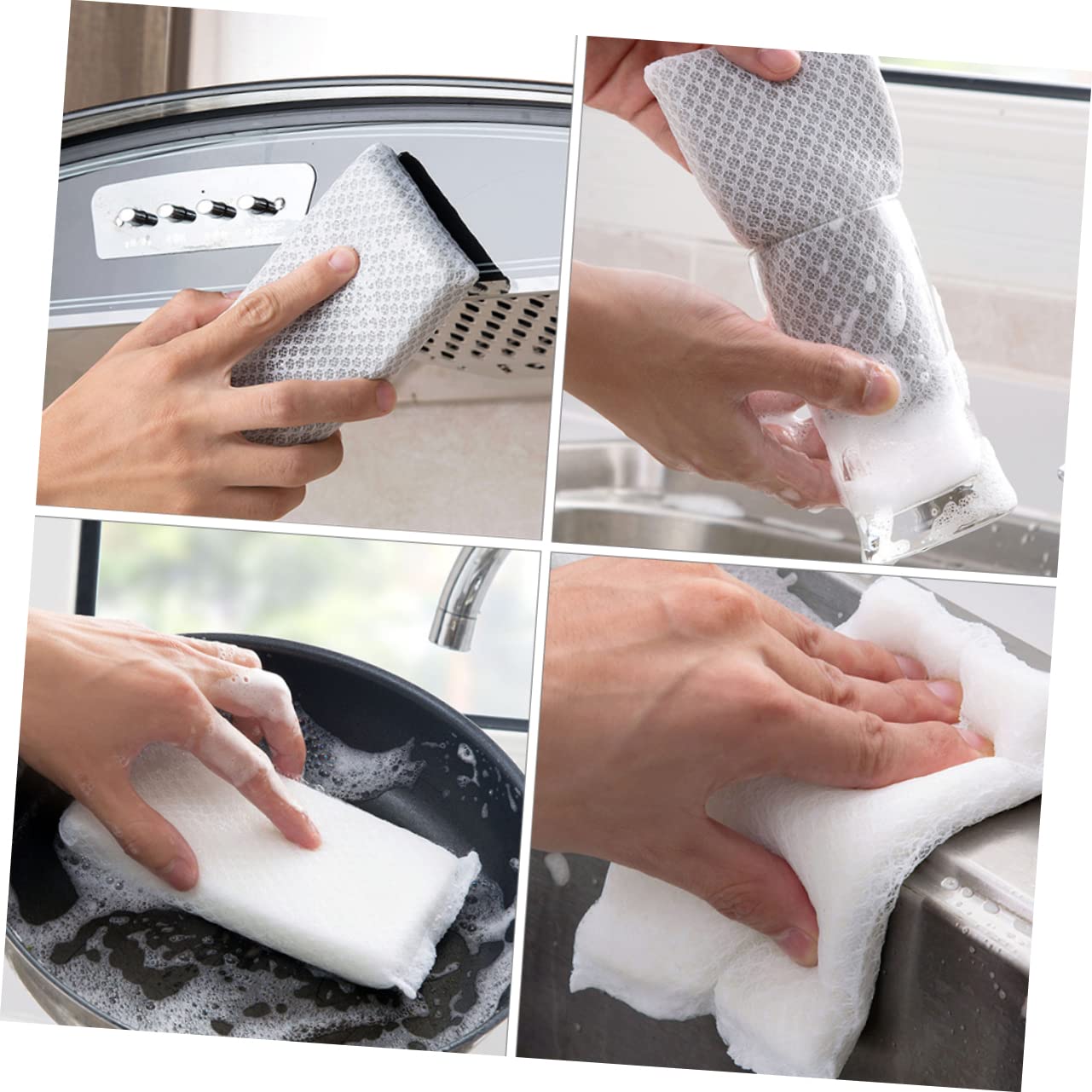 SHERCHPRY 10pcs Reusable Kitchen Dishwashing Sponge Scrub Pads Kitchen Accessories for Cleaning Scrubbers